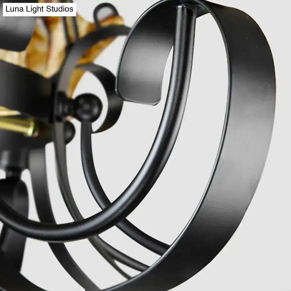Wrought iron black flower island pendant dining room ceiling light