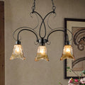 Wrought iron black flower island pendant dining room ceiling light
