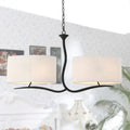 Wrought iron black & white fabric pendant light for dining room