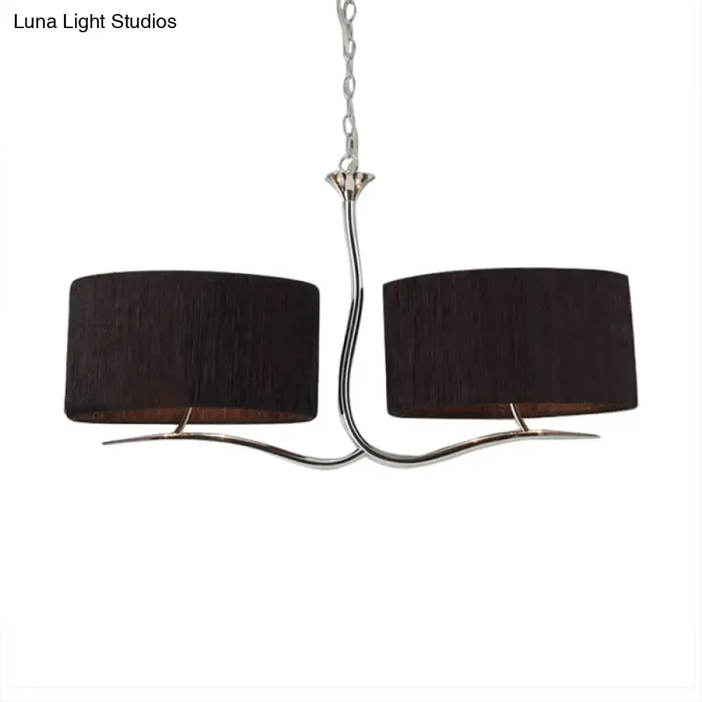 Wrought iron black & white fabric pendant light for dining room