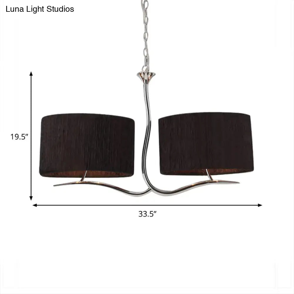 Wrought iron black & white fabric pendant light for dining room