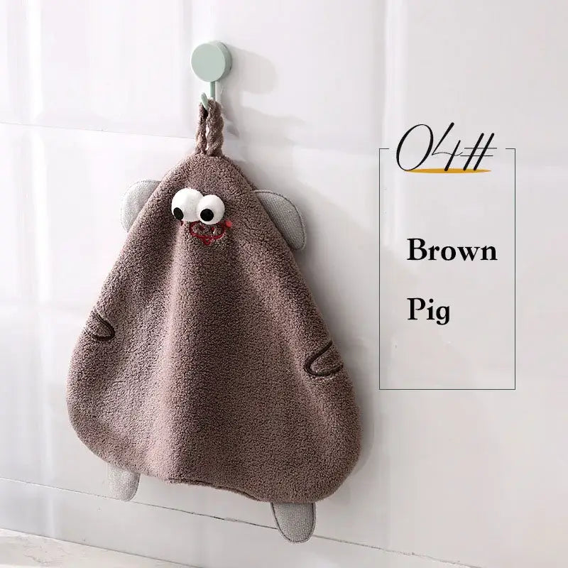Yellow and gray cartoon animal hand towel kitchen dishcloth