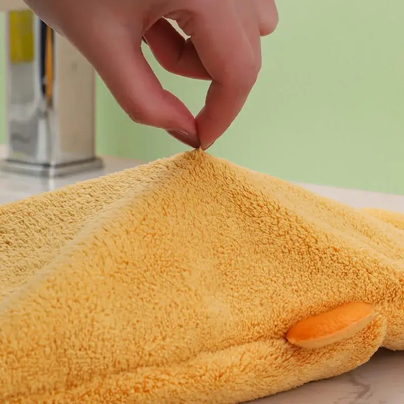 Yellow and gray cartoon animal hand towel kitchen dishcloth