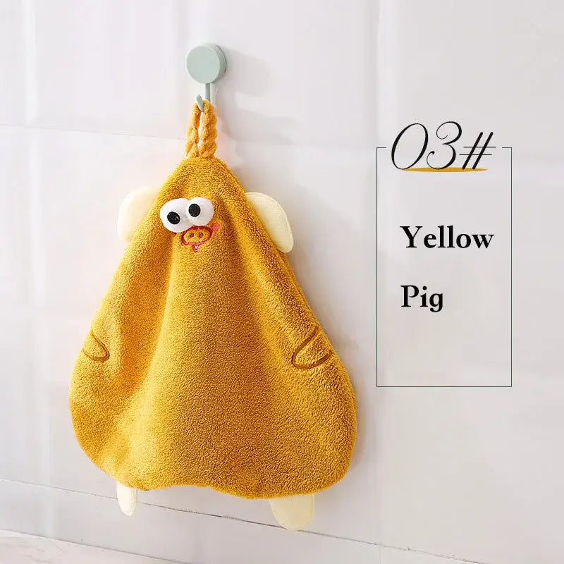 Yellow and gray cartoon animal hand towel kitchen dishcloth