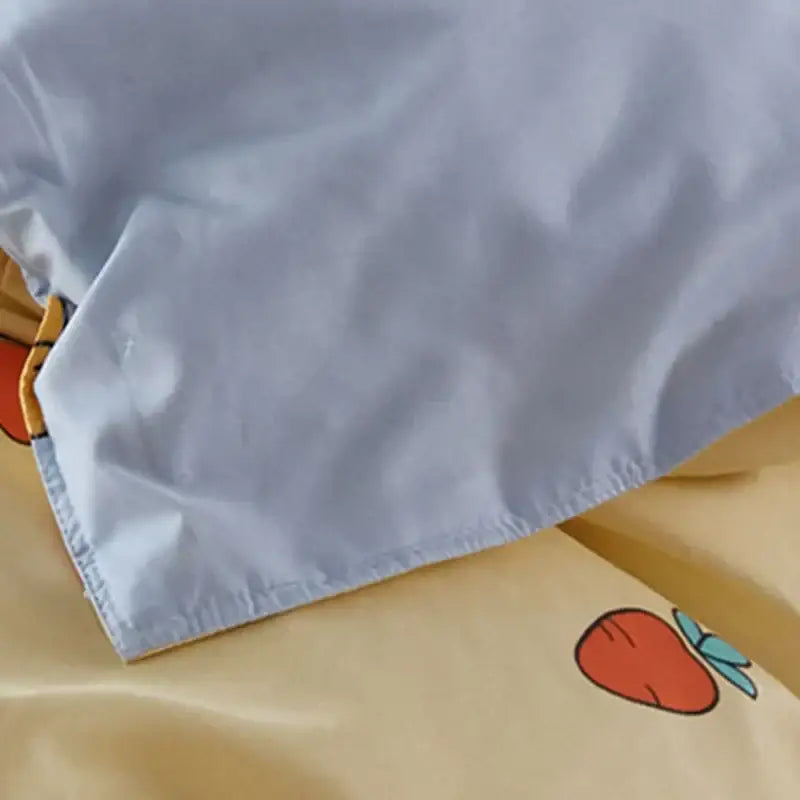 Yellow and light blue carrot cartoon printed bedding set bedroom