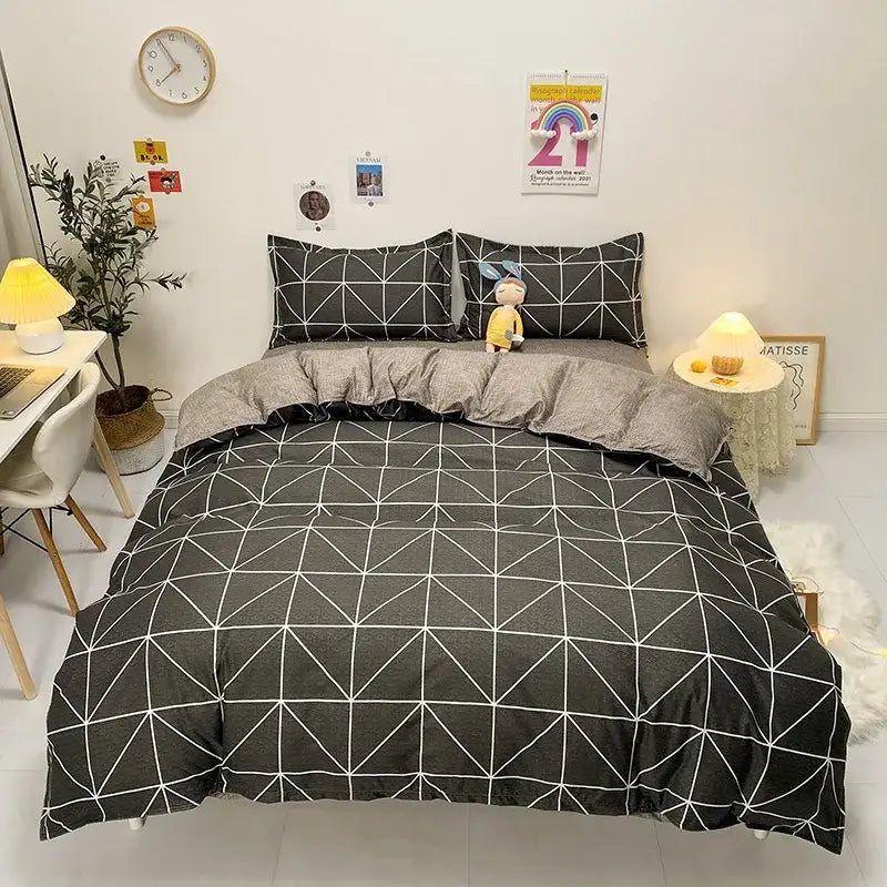 Yellow and light blue carrot cartoon printed bedding set bedroom