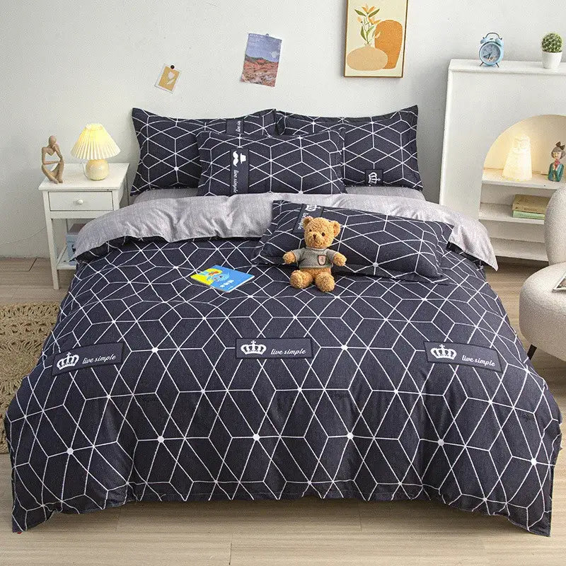 Yellow and light blue carrot cartoon printed bedding set bedroom