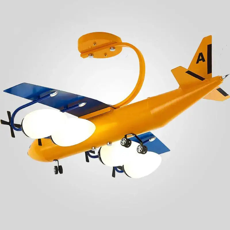 Yellow & blue airplane bluetooth speaker lamp kids room chandelier
