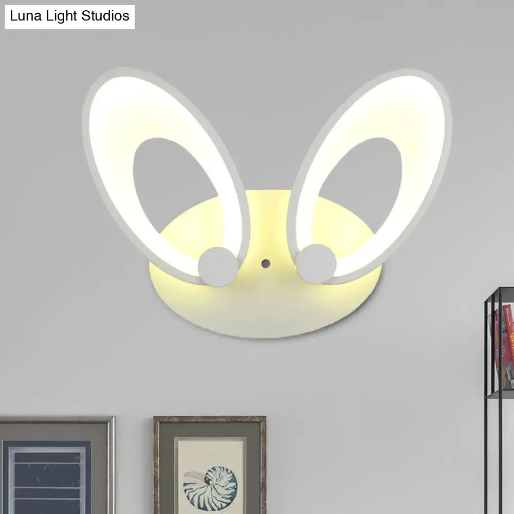 Yellow bunny led ceiling light white finish bedroom decor