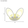 Yellow bunny led ceiling light with soft yellow shade white finish round gray cheeks for bedroom decor