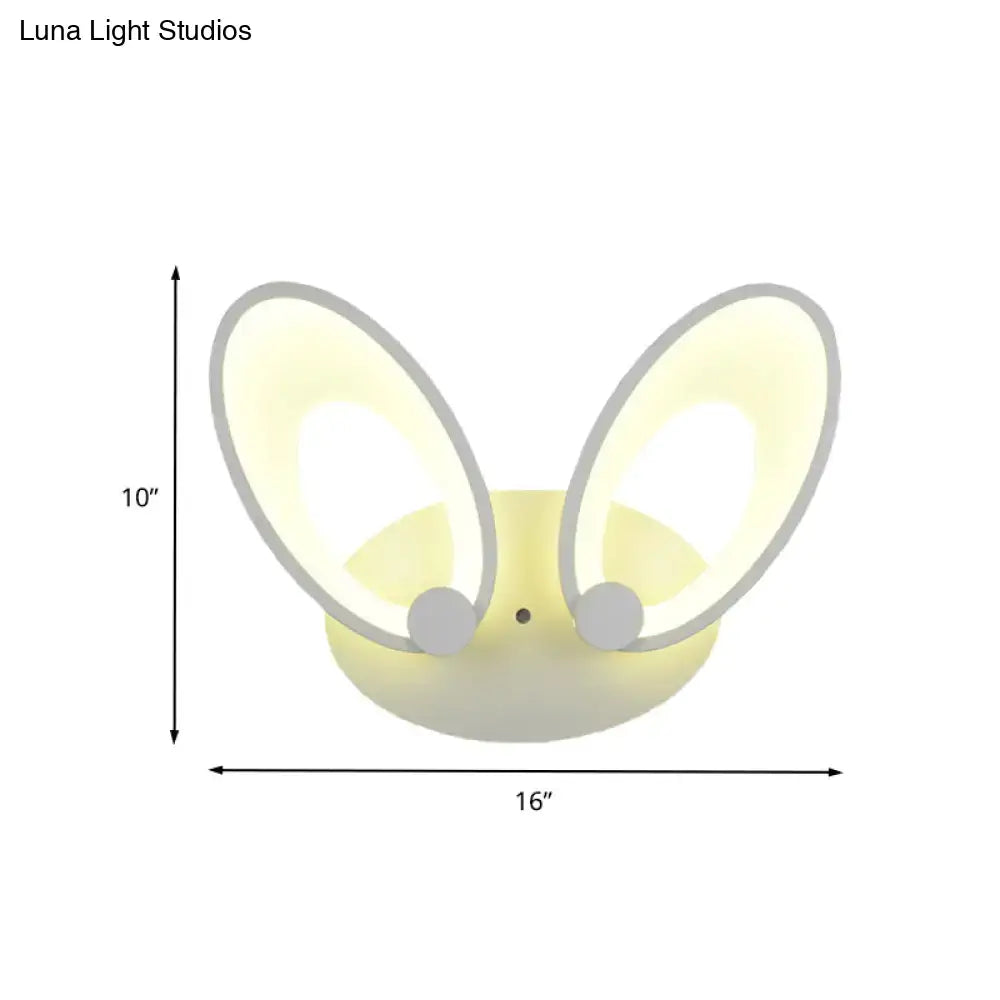 Yellow bunny led ceiling light white finish bedroom decor