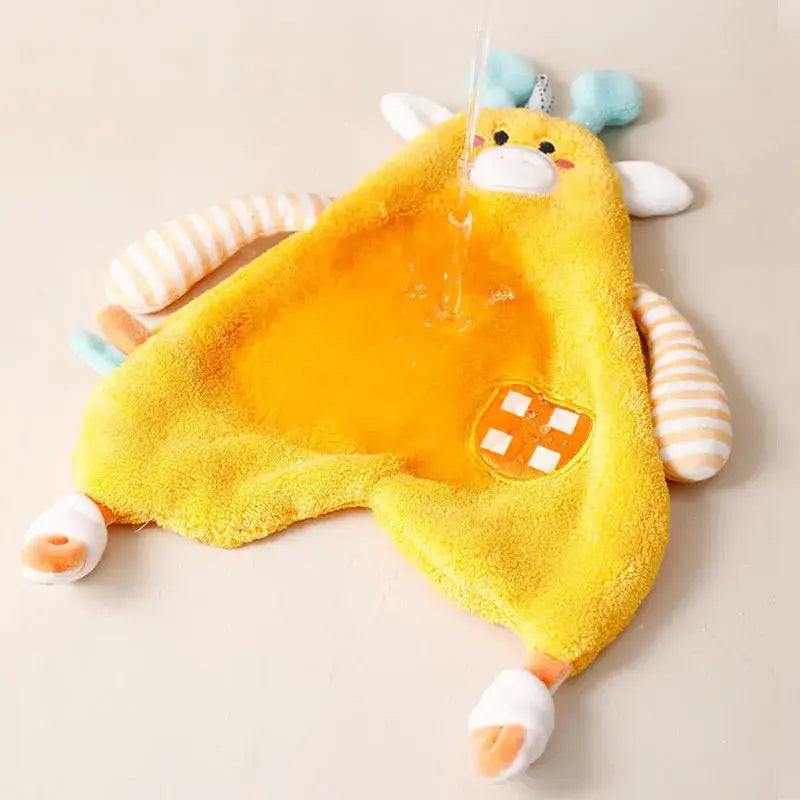 Yellow giraffe cartoon animals hand towel for bathroom and kitchen