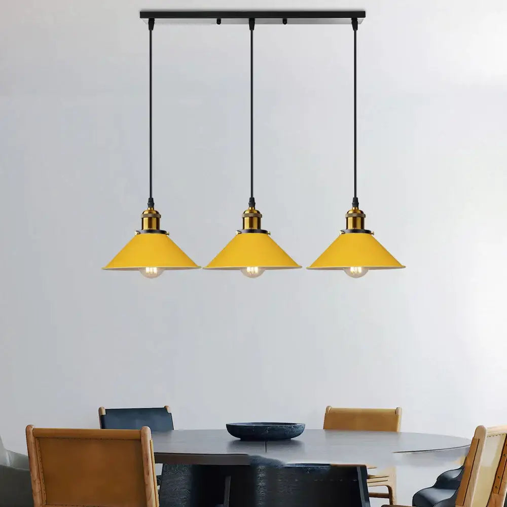 Yellow nordic pendant light dining room colorful conical fixture