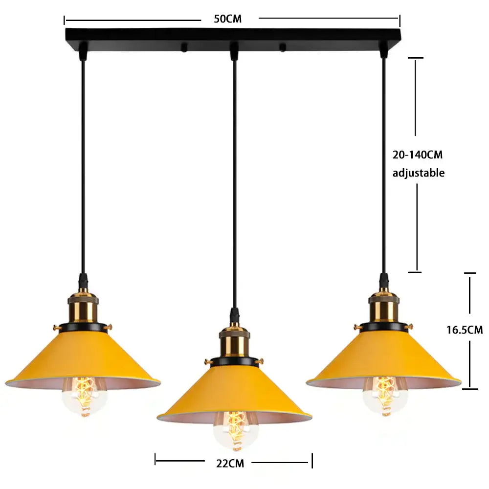 Yellow nordic pendant light dining room colorful conical fixture