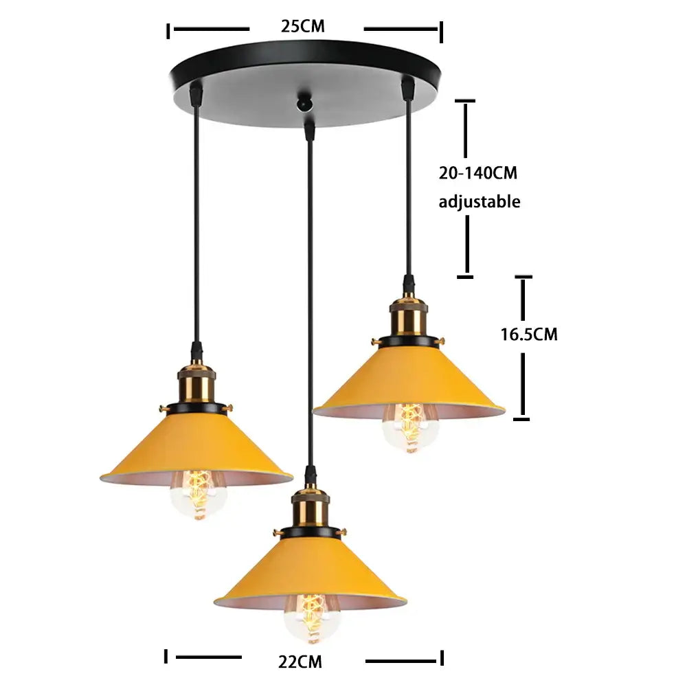 Yellow nordic pendant light dining room colorful conical fixture