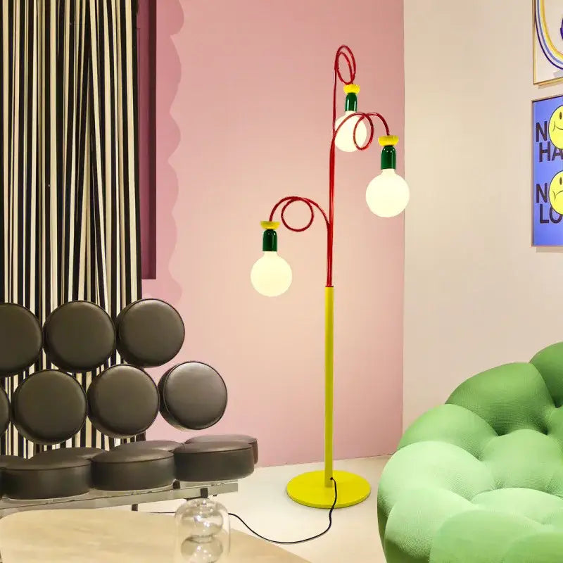 Yellow red & green colorful led floor lamp bedroom art light