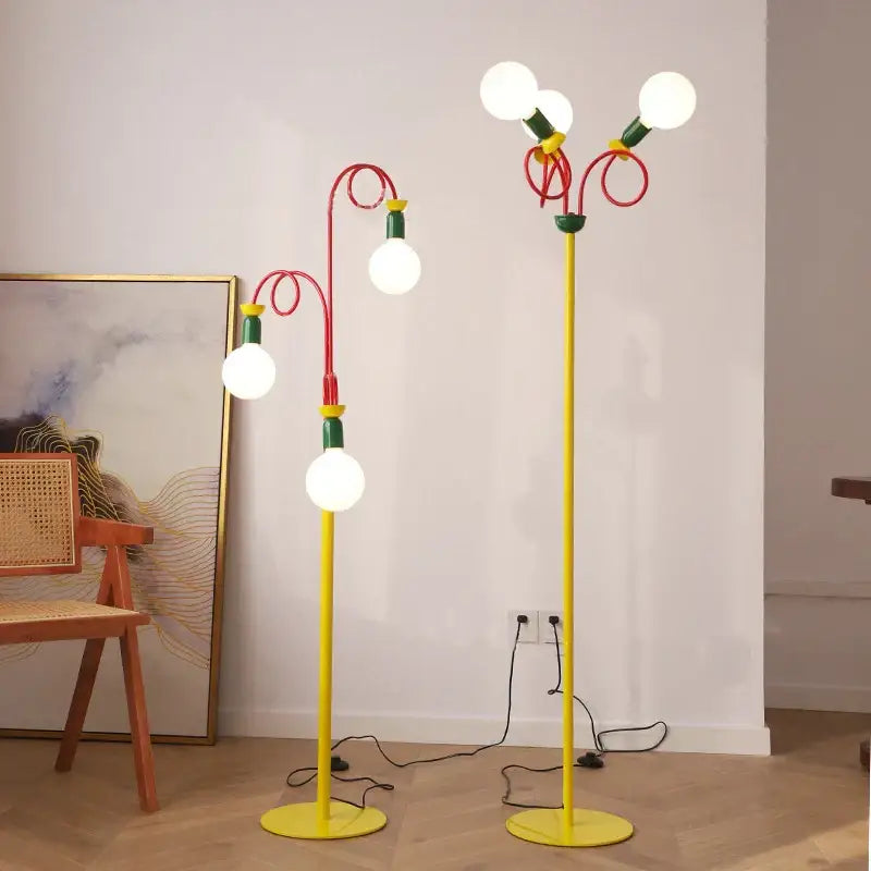 Yellow red & green colorful led floor lamp bedroom art light