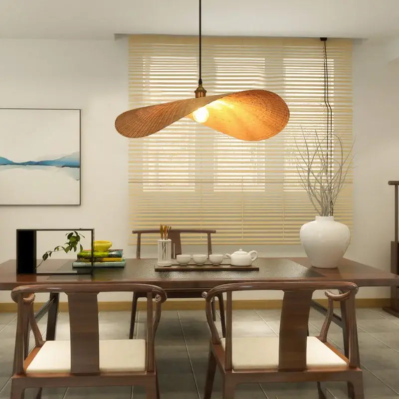 Zen bamboo tea room chandelier dining room led pendant light