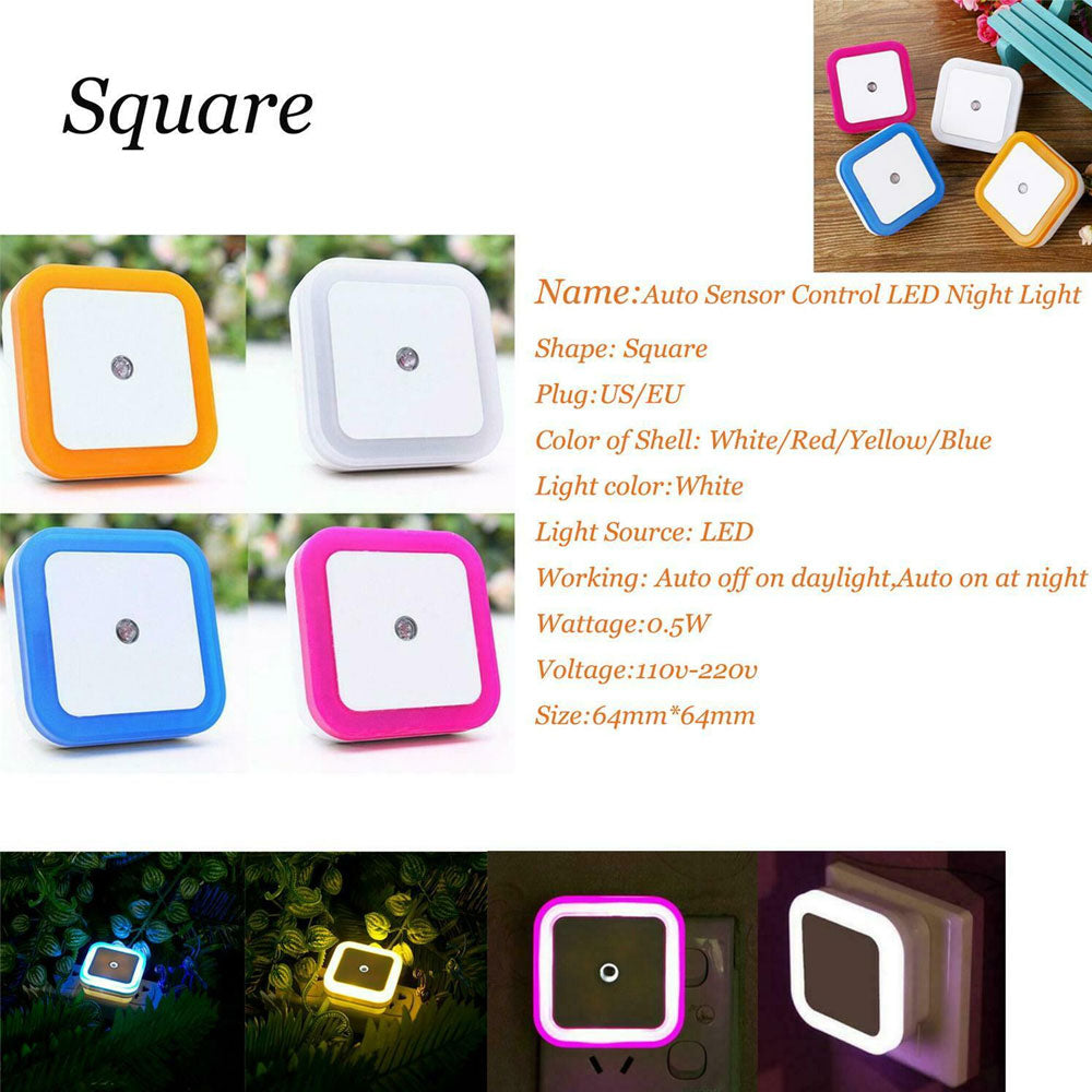 Mini LED Night Light EU/US Plug in Dusk to Dawn Sensor Wall Nights