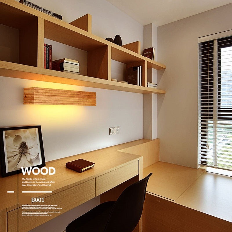 Modern Japan Style Led Oak wooden Wall Lamps