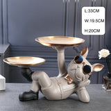 Resin Décor Dog Statue Butler With Tray For Storage
