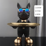 Resin Décor Dog Statue Butler With Tray For Storage