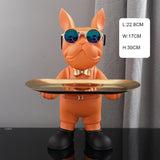 Resin Décor Dog Statue Butler With Tray For Storage