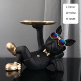 Resin Décor Dog Statue Butler With Tray For Storage
