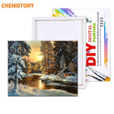 CHENISTORY Sunset Forest DIY Painting By Numbers Canvas Wall Art