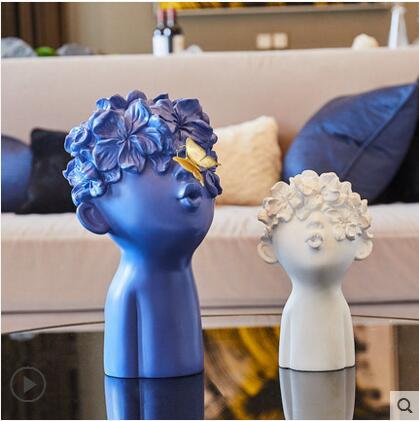 Nordic Minimalist Resin Figurines Cute Butterfly Boy Sculpture