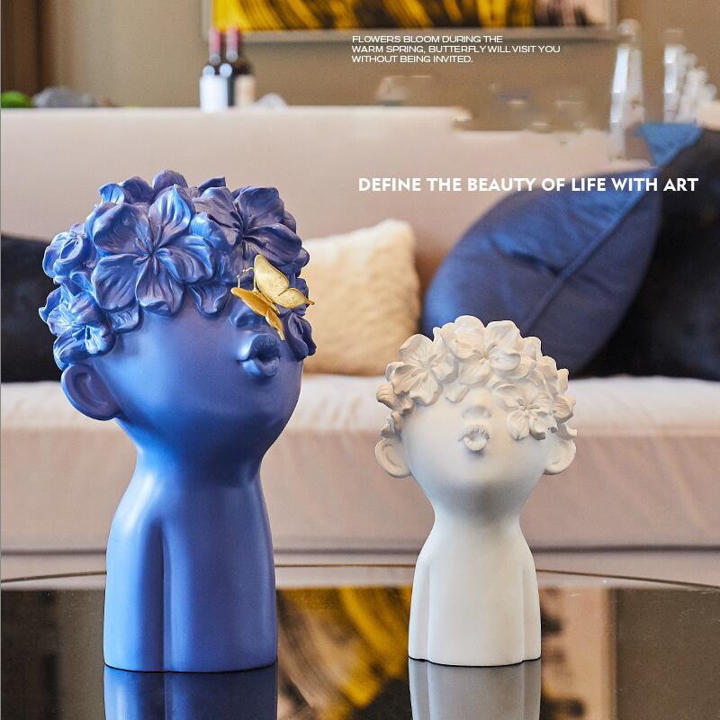 Nordic Minimalist Resin Figurines Cute Butterfly Boy Sculpture