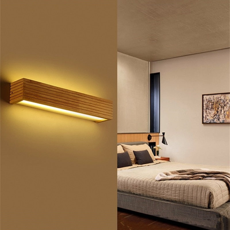 Modern Japan Style Led Oak wooden Wall Lamps