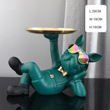 Resin Décor Dog Statue Butler With Tray For Storage