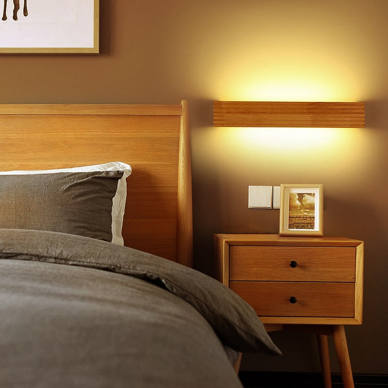 Modern Japan Style Led Oak wooden Wall Lamps