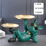 Resin Décor Dog Statue Butler With Tray For Storage
