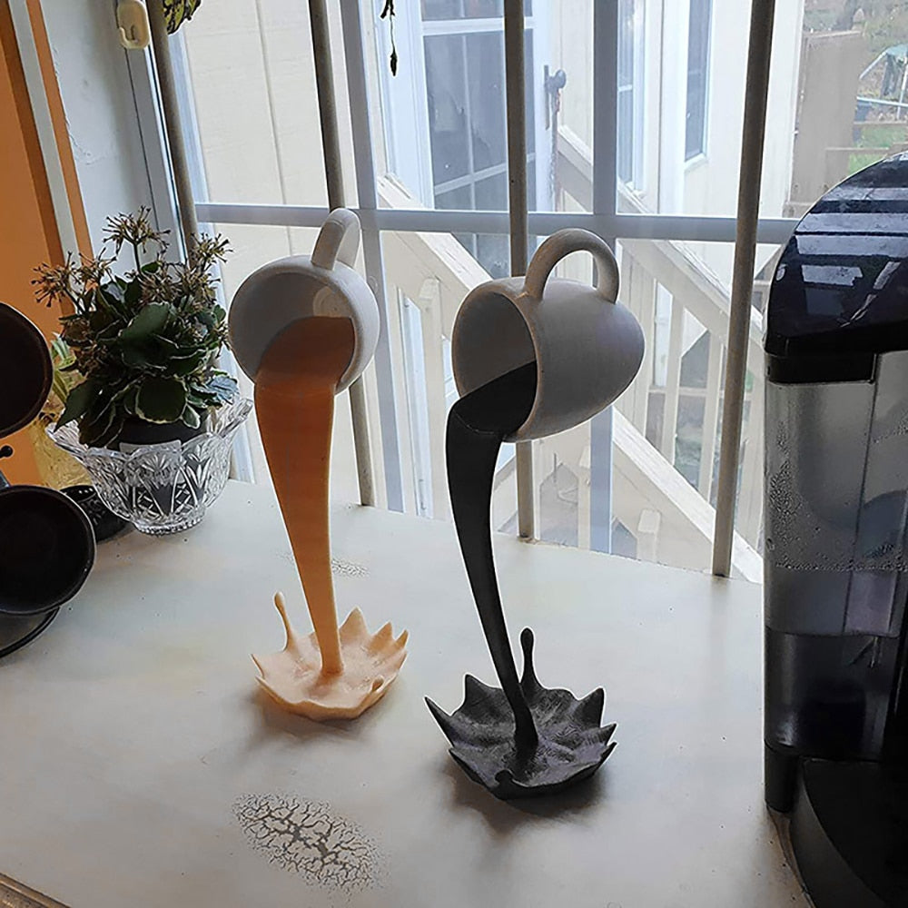 Resin Statues Floating Coffee Cup Art Sculpture Kitchen Home Decor