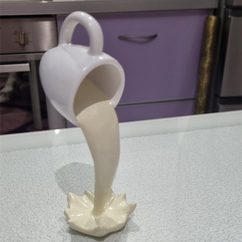 Resin Statues Floating Coffee Cup Art Sculpture Kitchen Home Decor