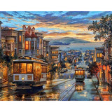 RUOPOTY Frame City Night Bus Diy Oil Painting By Numbers