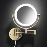 Makeup Mirrors Black/Brushed Gold Brass Wall Extending