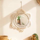 Boho Macrame Round Mirror Decorative Mirrors