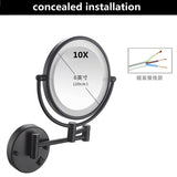 Makeup Mirrors Black/Brushed Gold Brass Wall Extending