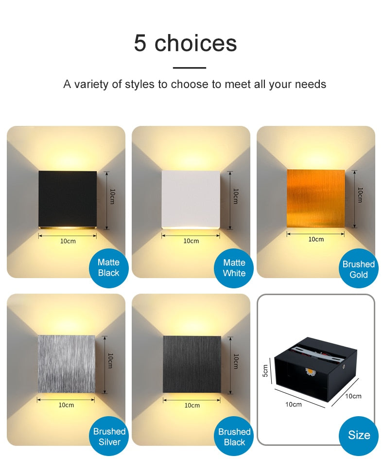 6W Up and Down Wall Lamps gold silver LED Aluminum Wall Light