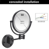 Makeup Mirrors Black/Brushed Gold Brass Wall Extending