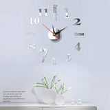 Mini Home Wall Clock 3D DIY Acrylic Mirror Stickers
